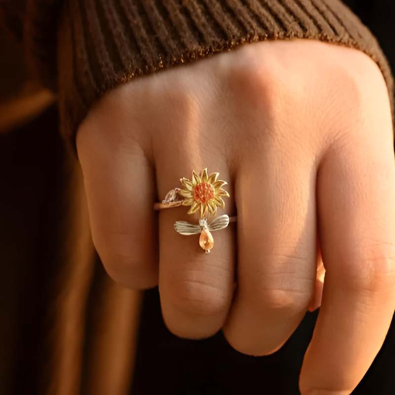 Akali Store™🐝Anillo de girasol/Abeja 🌻